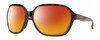 Profile View of Smith Optics Whitney Designer Polarized Sunglasses with Custom Cut Red Mirror Lenses in Tortoise Havana Brown Gold Ladies Oversized Full Rim Acetate 61 mm