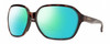 Profile View of Smith Optics Whitney Designer Polarized Reading Sunglasses with Custom Cut Powered Green Mirror Lenses in Tortoise Havana Brown Gold Ladies Oversized Full Rim Acetate 61 mm