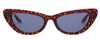 Front View of SITO SHADES LUNETTE Cat Eye Designer Sunglasses in Amber Cheetah/Gray Blue 52 mm