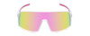 Front View of Coyote Mamba Unisex Shield Polarized Sunglasses in White Pink & Gold Mirror 57mm
