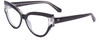 Profile View of SITO SHADES ALLNIGHTER Designer Blue Light Blocking Eyeglasses in Black Clear Crystal Ladies Cat Eye Full Rim Acetate 56 mm