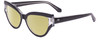 Profile View of SITO SHADES ALLNIGHTER Designer Polarized Reading Sunglasses with Custom Cut Powered Sun Flower Yellow Lenses in Black Clear Crystal Ladies Cat Eye Full Rim Acetate 56 mm