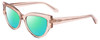 Profile View of SITO SHADES ALLNIGHTER Designer Polarized Reading Sunglasses with Custom Cut Powered Green Mirror Lenses in Sirocco Pink Crystal Ladies Cat Eye Full Rim Acetate 56 mm