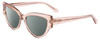 Profile View of SITO SHADES ALLNIGHTER Designer Polarized Reading Sunglasses with Custom Cut Powered Smoke Grey Lenses in Sirocco Pink Crystal Ladies Cat Eye Full Rim Acetate 56 mm