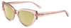 Profile View of SITO SHADES ALLNIGHTER Designer Polarized Reading Sunglasses with Custom Cut Powered Sun Flower Yellow Lenses in Sirocco Pink Crystal Ladies Cat Eye Full Rim Acetate 56 mm
