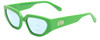 Profile View of SITO SHADES AXIS Designer Progressive Lens Blue Light Blocking Eyeglasses in Neon Green Flash Ladies Square Full Rim Acetate 55 mm