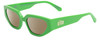 Profile View of SITO SHADES AXIS Designer Polarized Reading Sunglasses with Custom Cut Powered Amber Brown Lenses in Neon Green Flash Ladies Square Full Rim Acetate 55 mm