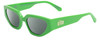 Profile View of SITO SHADES AXIS Designer Polarized Reading Sunglasses with Custom Cut Powered Smoke Grey Lenses in Neon Green Flash Ladies Square Full Rim Acetate 55 mm