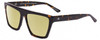 Profile View of SITO SHADES BENDER Designer Polarized Reading Sunglasses with Custom Cut Powered Sun Flower Yellow Lenses in Demi-Tortoise Havana Ladies Rectangular Full Rim Acetate 57 mm