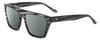Profile View of SITO SHADES BENDER Designer Polarized Sunglasses with Custom Cut Smoke Grey Lenses in Matrix Black White Ladies Rectangular Full Rim Acetate 54 mm