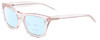 Profile View of SITO SHADES BREAK OF DAWN Designer Progressive Lens Blue Light Blocking Eyeglasses in Dew Clear Pink Crystal Unisex Square Full Rim Acetate 54 mm