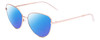 Profile View of SITO SHADES CANDI Designer Polarized Reading Sunglasses with Custom Cut Powered Blue Mirror Lenses in Rose Gold Unisex Pilot Full Rim Metal 59 mm