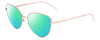 Profile View of SITO SHADES CANDI Designer Polarized Reading Sunglasses with Custom Cut Powered Green Mirror Lenses in Rose Gold Unisex Pilot Full Rim Metal 59 mm