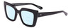 Profile View of SITO SHADES CULT VISION Designer Progressive Lens Blue Light Blocking Eyeglasses in Black Ladies Cat Eye Full Rim Acetate 51 mm