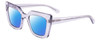 Profile View of SITO SHADES CULT VISION Designer Polarized Sunglasses with Custom Cut Blue Mirror Lenses in Cosmic Purple Crystal Ladies Cat Eye Full Rim Acetate 51 mm