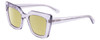 Profile View of SITO SHADES CULT VISION Designer Polarized Reading Sunglasses with Custom Cut Powered Sun Flower Yellow Lenses in Cosmic Purple Crystal Ladies Cat Eye Full Rim Acetate 51 mm