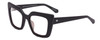 Profile View of SITO SHADES CULT VISION Designer Progressive Lens Blue Light Blocking Eyeglasses in Matte Black Ladies Cat Eye Full Rim Acetate 51 mm