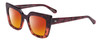 Profile View of SITO SHADES CULT VISION Designer Polarized Sunglasses with Custom Cut Red Mirror Lenses in Rosewood Purple Tortoise Ladies Cat Eye Full Rim Acetate 51 mm