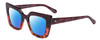 Profile View of SITO SHADES CULT VISION Designer Polarized Sunglasses with Custom Cut Blue Mirror Lenses in Rosewood Purple Tortoise Ladies Cat Eye Full Rim Acetate 51 mm