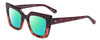Profile View of SITO SHADES CULT VISION Designer Polarized Reading Sunglasses with Custom Cut Powered Green Mirror Lenses in Rosewood Purple Tortoise Ladies Cat Eye Full Rim Acetate 51 mm