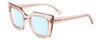 Profile View of SITO SHADES CULT VISION Designer Blue Light Blocking Eyeglasses in Sirocco Pink Crystal Ladies Cat Eye Full Rim Acetate 51 mm