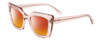 Profile View of SITO SHADES CULT VISION Designer Polarized Sunglasses with Custom Cut Red Mirror Lenses in Sirocco Pink Crystal Ladies Cat Eye Full Rim Acetate 51 mm