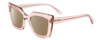 Profile View of SITO SHADES CULT VISION Designer Polarized Reading Sunglasses with Custom Cut Powered Amber Brown Lenses in Sirocco Pink Crystal Ladies Cat Eye Full Rim Acetate 51 mm