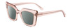 Profile View of SITO SHADES CULT VISION Designer Polarized Reading Sunglasses with Custom Cut Powered Smoke Grey Lenses in Sirocco Pink Crystal Ladies Cat Eye Full Rim Acetate 51 mm