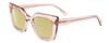 Profile View of SITO SHADES CULT VISION Designer Polarized Reading Sunglasses with Custom Cut Powered Sun Flower Yellow Lenses in Sirocco Pink Crystal Ladies Cat Eye Full Rim Acetate 51 mm