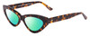 Profile View of SITO SHADES DIRTY EPIC Designer Polarized Reading Sunglasses with Custom Cut Powered Green Mirror Lenses in Honey Brown Tortoise Havana Ladies Cat Eye Full Rim Acetate 55 mm