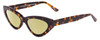 Profile View of SITO SHADES DIRTY EPIC Designer Polarized Reading Sunglasses with Custom Cut Powered Sun Flower Yellow Lenses in Honey Brown Tortoise Havana Ladies Cat Eye Full Rim Acetate 55 mm