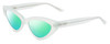 Profile View of SITO SHADES DIRTY EPIC Designer Polarized Reading Sunglasses with Custom Cut Powered Green Mirror Lenses in Mercury White Grey Crystal Ladies Cat Eye Full Rim Acetate 55 mm