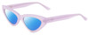 Profile View of SITO SHADES DIRTY EPIC Designer Polarized Sunglasses with Custom Cut Blue Mirror Lenses in Wild Orchid Purple Crystal Ladies Cat Eye Full Rim Acetate 55 mm