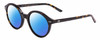 Profile View of SITO SHADES DIXON Designer Polarized Reading Sunglasses with Custom Cut Powered Blue Mirror Lenses in Tortoise Havana Unisex Round Full Rim Acetate 52 mm