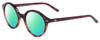 Profile View of SITO SHADES DIXON Designer Polarized Reading Sunglasses with Custom Cut Powered Green Mirror Lenses in Rosewood Purple Tortoise Unisex Round Full Rim Acetate 52 mm