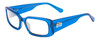 Profile View of SITO SHADES ELECTRO VISION Designer Progressive Lens Blue Light Blocking Eyeglasses in Electric Blue Crystal Unisex Square Full Rim Acetate 56 mm
