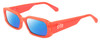 Profile View of SITO SHADES ELECTRO VISION Designer Polarized Reading Sunglasses with Custom Cut Powered Blue Mirror Lenses in Neon Peach Orange Unisex Square Full Rim Acetate 56 mm