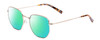 Profile View of SITO SHADES ETERNAL Designer Polarized Reading Sunglasses with Custom Cut Powered Green Mirror Lenses in Gold Tortoise Tips Unisex Square Full Rim Metal 52 mm