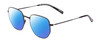 Profile View of SITO SHADES ETERNAL Designer Polarized Sunglasses with Custom Cut Blue Mirror Lenses in Matte Black Unisex Square Full Rim Metal 52 mm