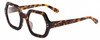Profile View of SITO SHADES FOXY Designer Bi-Focal Prescription Rx Eyeglasses in Honey Tortoise Havana Ladies Square Full Rim Acetate 52 mm