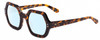 Profile View of SITO SHADES FOXY Designer Blue Light Blocking Eyeglasses in Honey Tortoise Havana Ladies Square Full Rim Acetate 52 mm