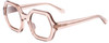 Profile View of SITO SHADES FOXY Designer Progressive Lens Prescription Rx Eyeglasses in Sirocco Pink Crystal Ladies Square Full Rim Acetate 52 mm