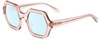Profile View of SITO SHADES FOXY Designer Blue Light Blocking Eyeglasses in Sirocco Pink Crystal Ladies Square Full Rim Acetate 52 mm