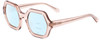 Profile View of SITO SHADES FOXY Designer Progressive Lens Blue Light Blocking Eyeglasses in Sirocco Pink Crystal Ladies Square Full Rim Acetate 52 mm