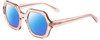 Profile View of SITO SHADES FOXY Designer Polarized Sunglasses with Custom Cut Blue Mirror Lenses in Sirocco Pink Crystal Ladies Square Full Rim Acetate 52 mm