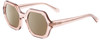 Profile View of SITO SHADES FOXY Designer Polarized Sunglasses with Custom Cut Amber Brown Lenses in Sirocco Pink Crystal Ladies Square Full Rim Acetate 52 mm