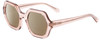 Profile View of SITO SHADES FOXY Designer Polarized Reading Sunglasses with Custom Cut Powered Amber Brown Lenses in Sirocco Pink Crystal Ladies Square Full Rim Acetate 52 mm