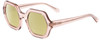 Profile View of SITO SHADES FOXY Designer Polarized Reading Sunglasses with Custom Cut Powered Sun Flower Yellow Lenses in Sirocco Pink Crystal Ladies Square Full Rim Acetate 52 mm