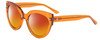 Profile View of SITO SHADES GOOD LIFE Designer Polarized Sunglasses with Custom Cut Red Mirror Lenses in Amber Orange Crystal Ladies Round Full Rim Acetate 54 mm
