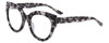 Profile View of SITO SHADES GOOD LIFE Designer Single Vision Prescription Rx Eyeglasses in Black Grey Tortoise Ladies Round Full Rim Acetate 54 mm